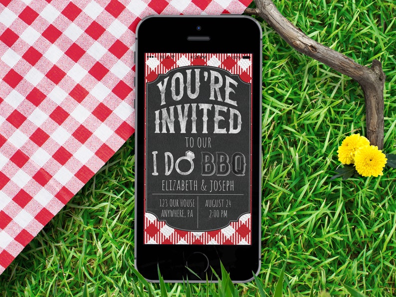 I Do BBQ Party Electronic Invitation Bridal Shower DIY Outdoor Engagement Party Mobile Invitation Wedding Shower Backyard Party Instant Download