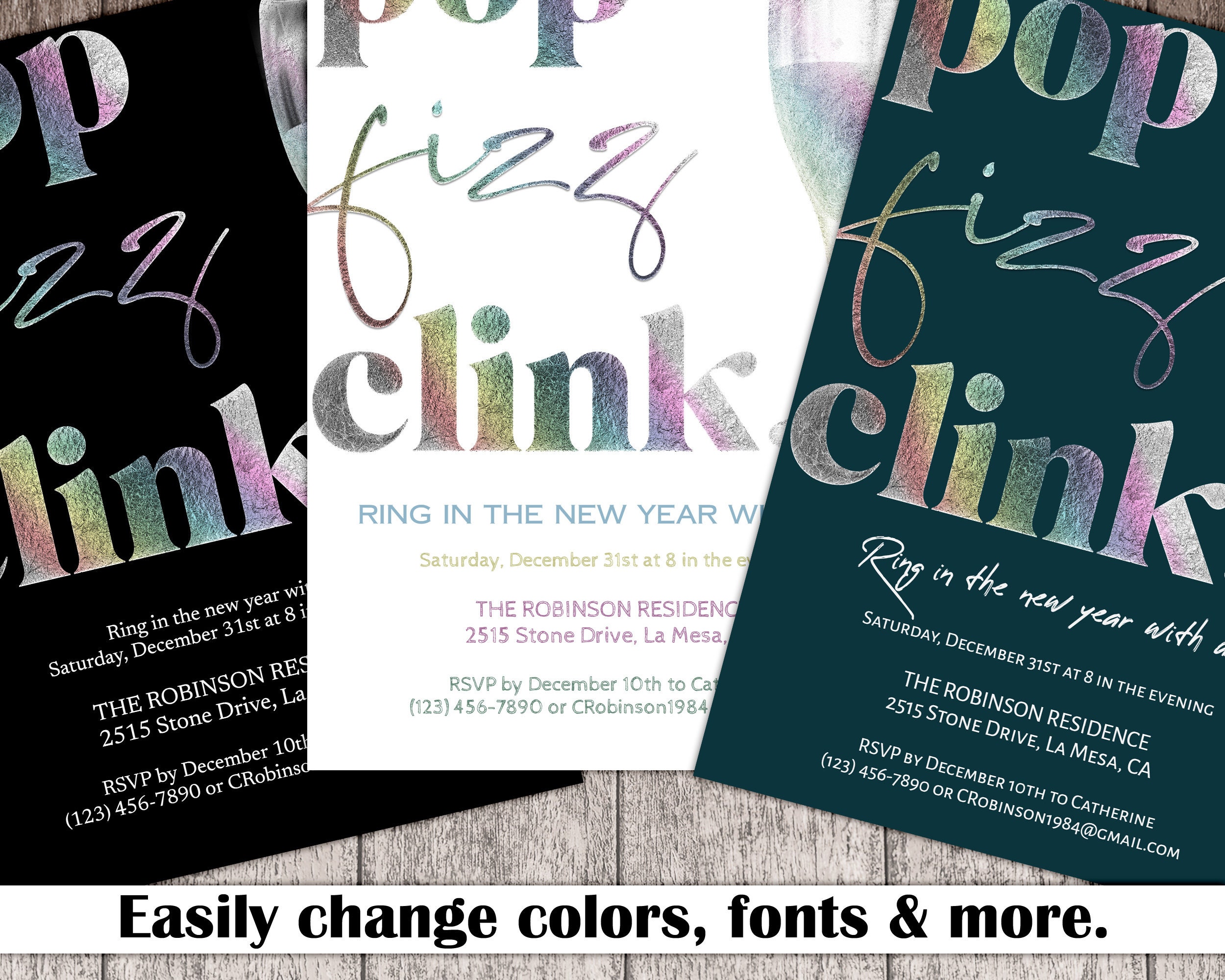 New Year's Eve Party Printable Invitation Template Editable NYE Mobile ...