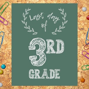 Last Day of School Chalkboard Photo Prop Printable Sign, Reusable Chalk ...