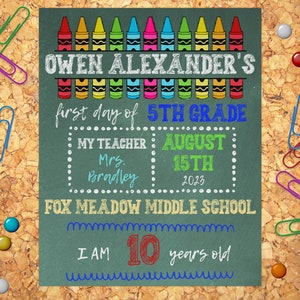 First & Last Day of School Chalkboard Photo Prop Reusable Printable End ...