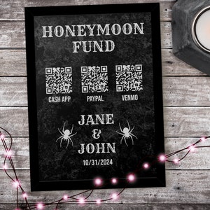 Retro Qr Code Vintage Wedding QR Code Sign Printable Gothic Wedding Honeymoon Fund ...