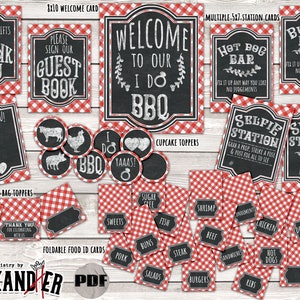 I Do BBQ Printable Bridal Shower Bundle, Summer Engagement Party Invitation Template, DIY Coed Wedding Shower Decor, Outdoor Backyard Party