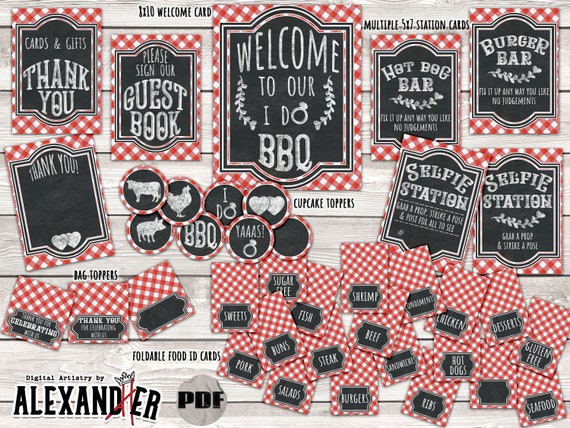 I Do BBQ Printable Bridal Shower Bundle, Summer Engagement Party Invitation Template, DIY Coed Wedding Shower Decor, Outdoor Backyard Party