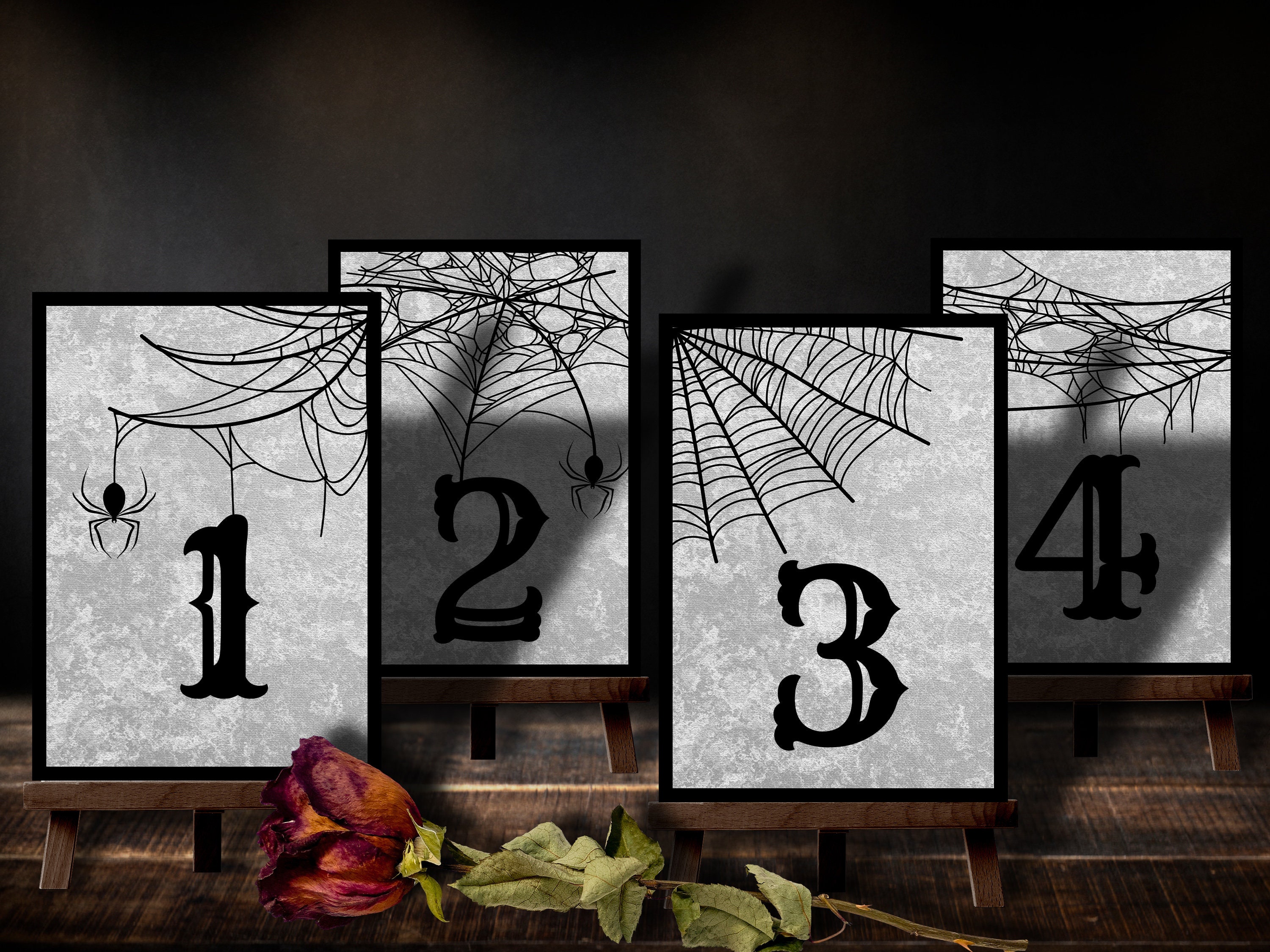 Printable Gothic Wedding Table Numbers Alternative Witchy Wedding Reception Vintage Halloween ...