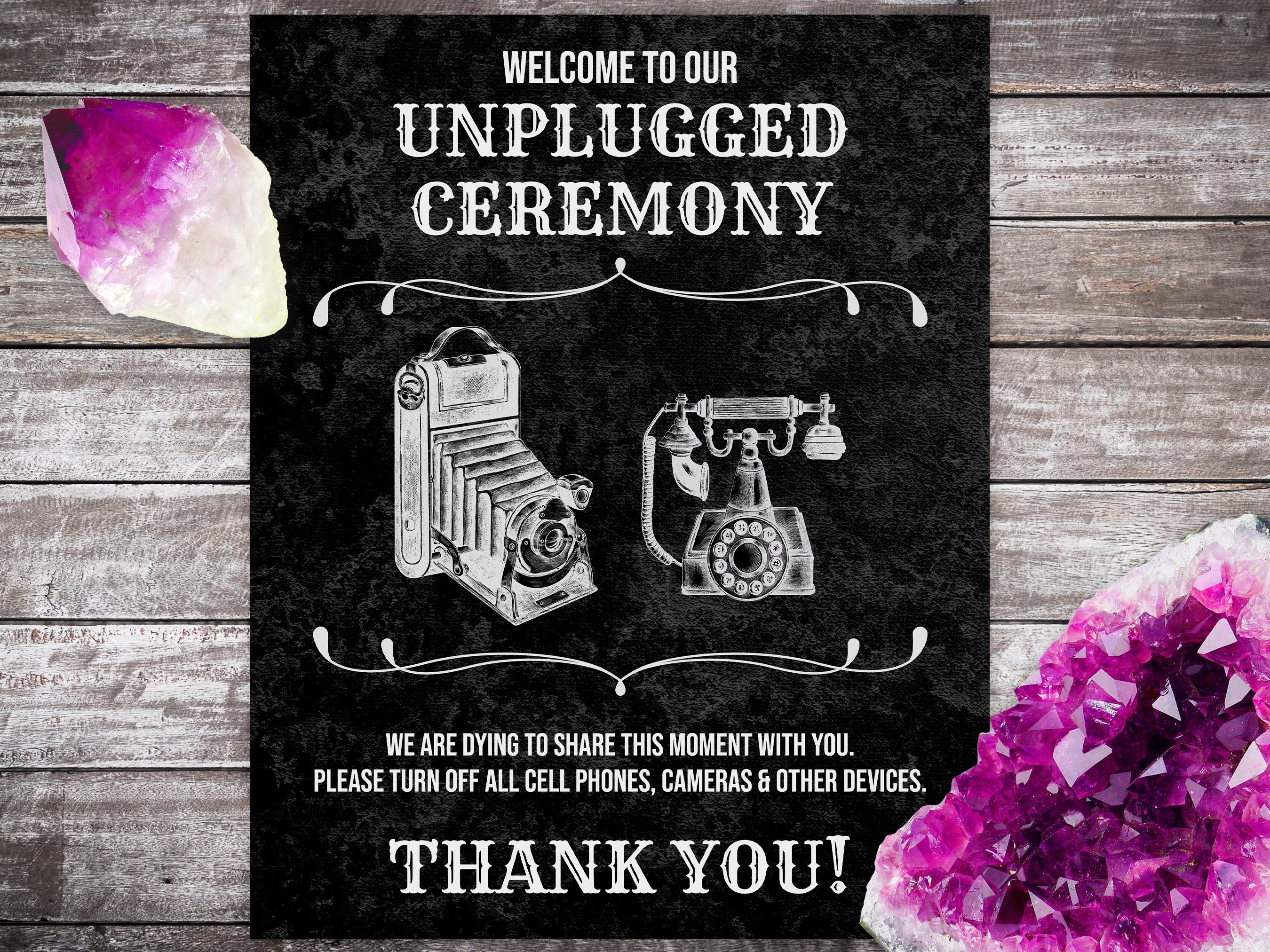 Vintage Unplugged Wedding Sign Printable Unplugged Ceremony Welcome ...