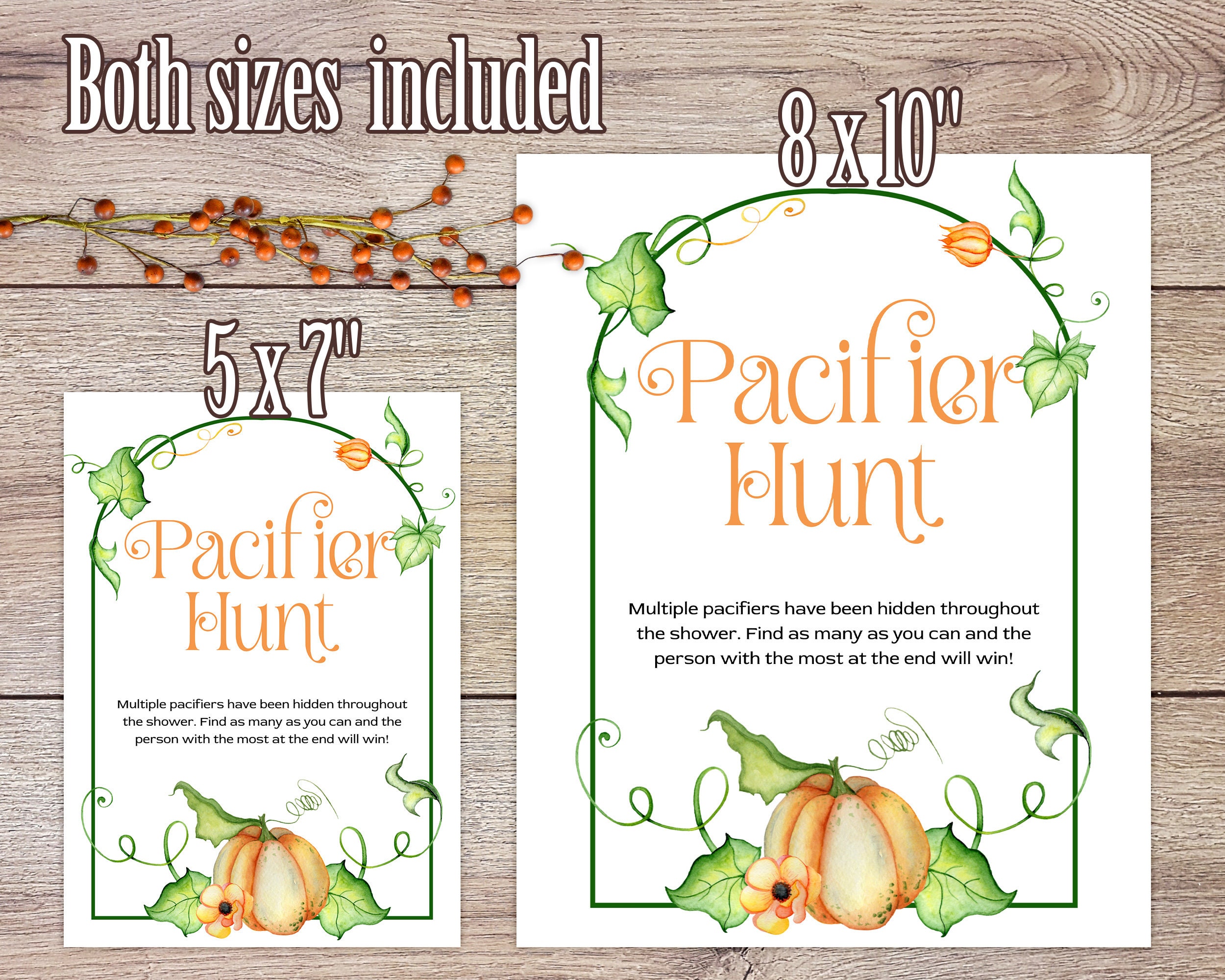 Editable Pacifier Hunt Baby Shower Game Sign Printable Fall - Etsy