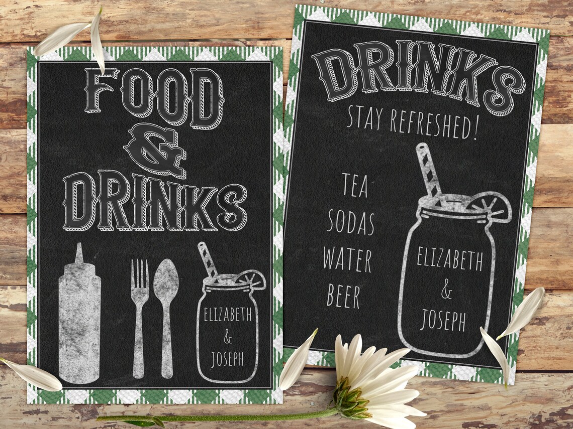 BBQ Party Food Table Sign, Printable Buffet Sign Set, Wedding Shower