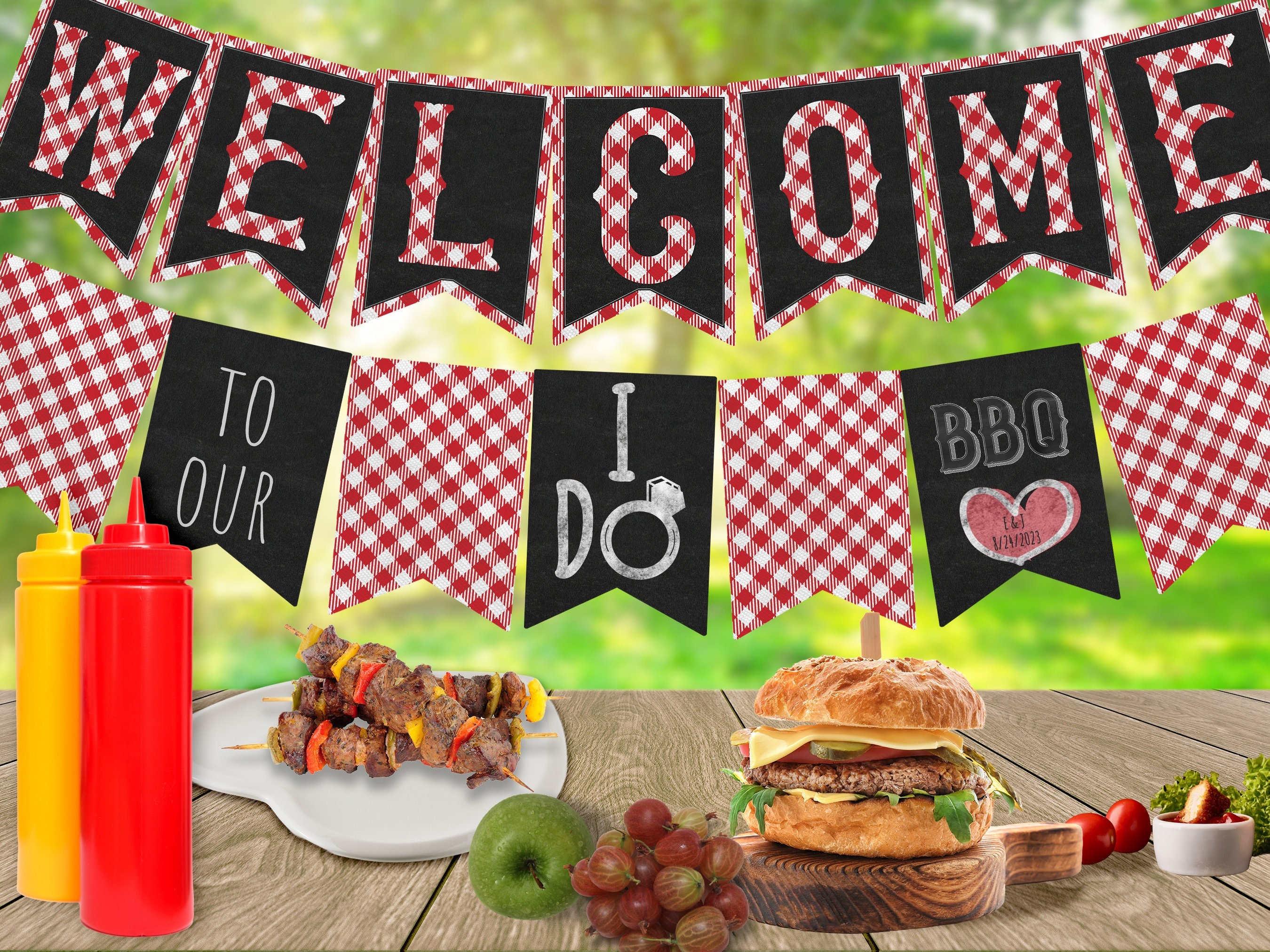 I Do BBQ Bridal Shower Bunting Engagement Welcome Banner Printable Wedding Shower Decorations Outdoor Shower Garland Instant