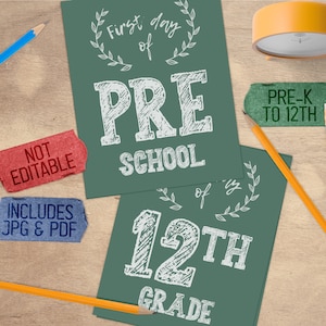 First Day of School Chalkboard Photo Prop Printable Sign, Reusable Back ...