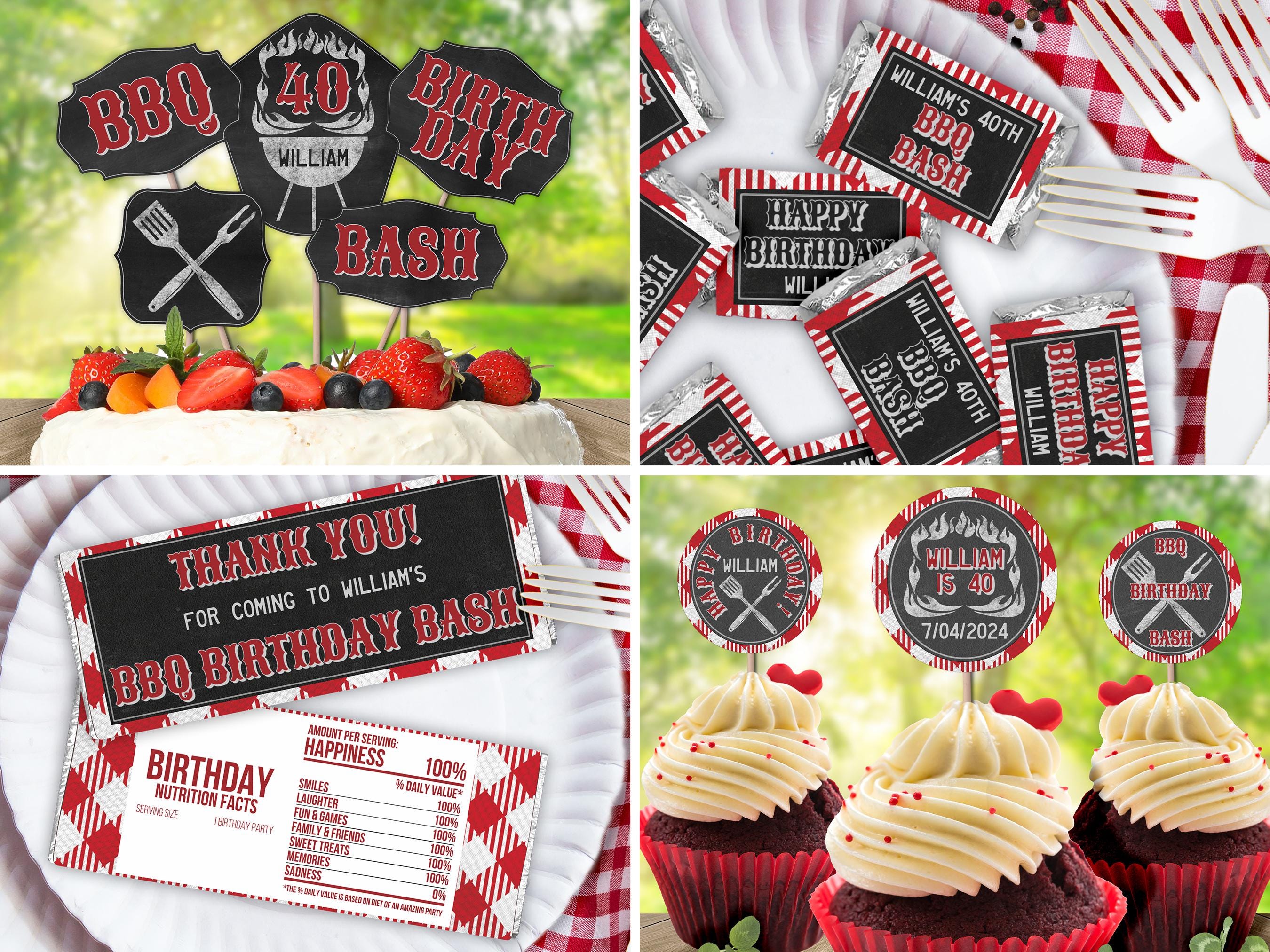 BBQ Birthday Party Decor, Printable Summer Backyard Grilling Chalkboard ...