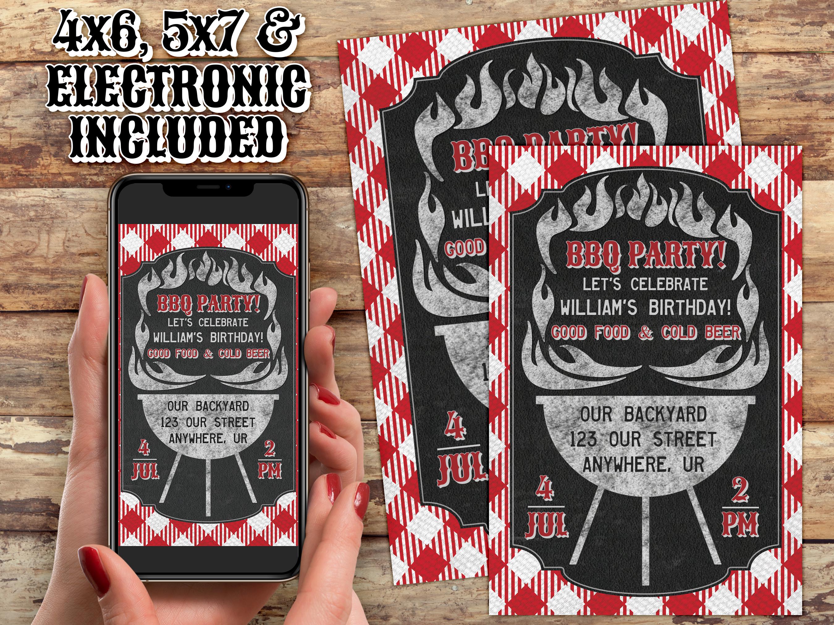 BBQ Birthday Party Decor, Printable Summer Backyard Grilling Chalkboard ...