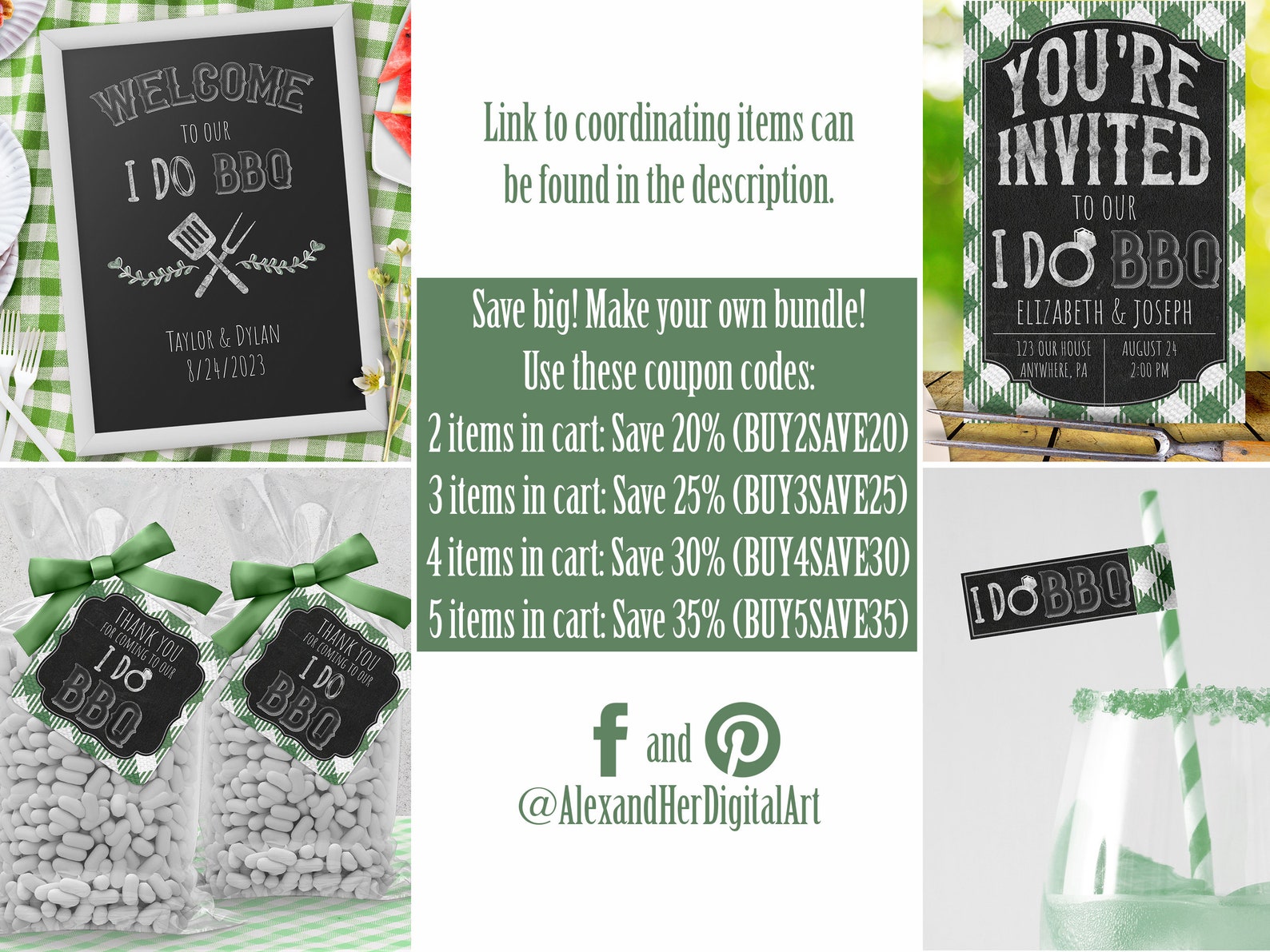 BBQ Party Food Table Sign, Printable Buffet Sign Set, Wedding Shower ...