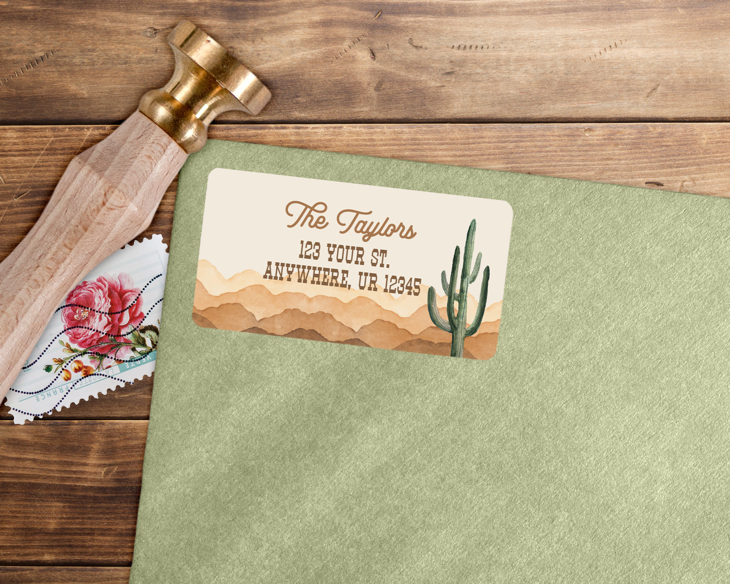 Boho Desert Cactus Southwestern Return Address Label Template, Printable Custom Rustic Ranch Recipient Sticker, Editable Instant Download M1