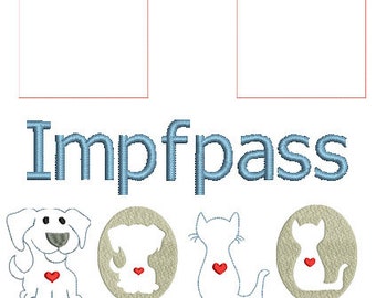 Stickdatei Set "Impfpass" Kleintiere, Hund, Katze