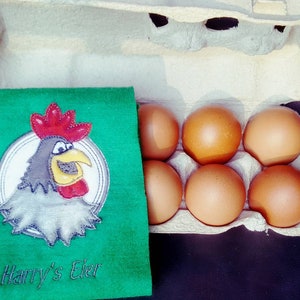 Embroidery file set "Banderole for egg carton" and "Rooster Harry"