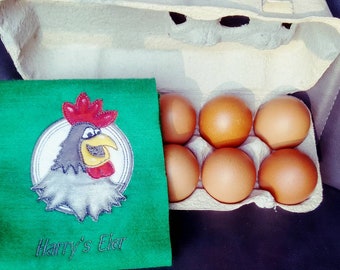 Embroidery file set "Banderole for egg carton" and "Rooster Harry"