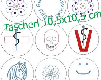 Stickdatei "Tascherl" - Fidget Spinner, Notfall...