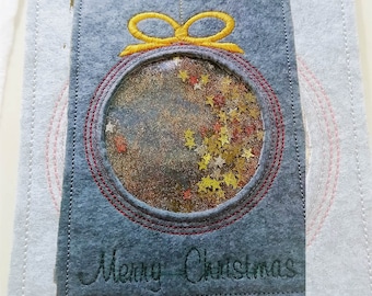 Stickdatei "Weihnachten" Karte/Umschlag mit Glitter - ITH