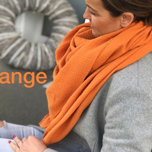 Musselintuch Damen Rost Halstuch Dreieckstuch Tuch Musselin XXL Tuch modern stylisch orange