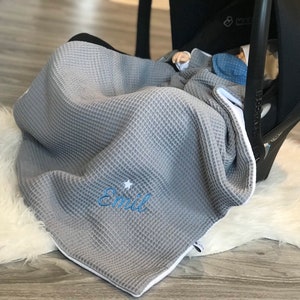 Waffle pique fleece baby blanket birth blanket cuddly blanket blanket babysafe birth blanket with name personalized blanket christening gift baby