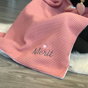 Waffle pique fleece baby blanket birth blanket cuddly blanket blanket babysafe birth blanket with name personalized blanket christening gift baby