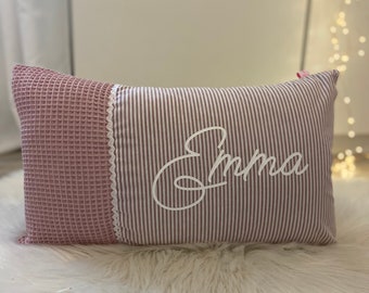 Birth pillow name pillow personalized gift birth baby baptism pillow decoration children's room muslin waffle lpique ÖkoTexStandart 100