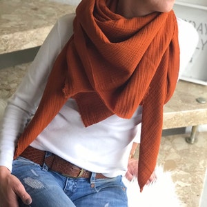 Muslin scarf women's neckerchief triangular scarf XXL cloth scarf image 1