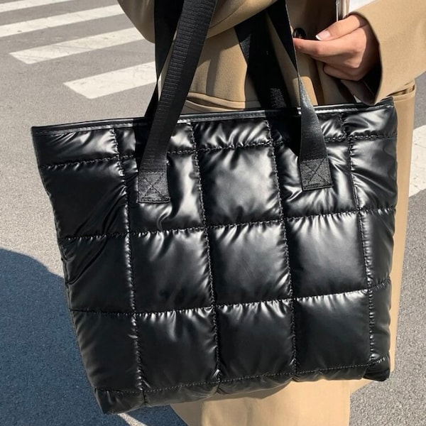 Shopper schwarz Handtasche Tasche Tragetasche mit Schultergurt