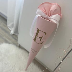 Cônes d'école INCL Nom Inscription scolaire sac à livres en forme de cône de sucre cousu à partir de tissu avec nom or rose personnalisé