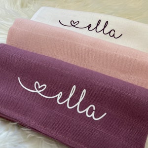 Muslin diaper cuddly blanket gift birth baptism baby birth burp cloth INCL name