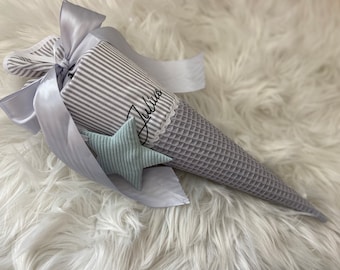 Sibling cone, kindergarten cone, small school cone, waffle pique fabric, sewn with name