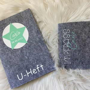 U-Hefthülle / U-Heft Untersuchungsheft Hülle Cover Impfpass Geburt Baby Taufe Geschenk persönliches personalisiert