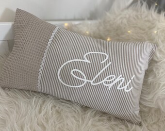Birth pillow name pillow personalized gift birth baby baptism pillow decoration children's room muslin waffle pique ÖkoTexStandard 100