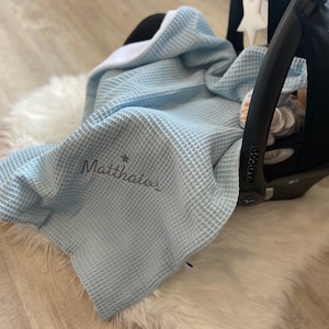 Waffle pique fleece baby blanket birth blanket cuddly blanket blanket babysafe birth blanket with name personalized blanket christening gift baby