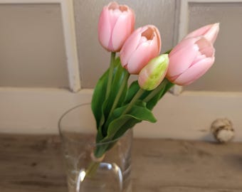 Tulpe real touch, 5 St. je Bund, Rosa, Höhe 35 cm