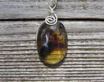 Amber Pendant / Sterling zilveren ketting / zilveren Amber ketting