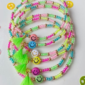 Neon Armband Smiley Rainbow mit Quaste Perlenarmband bunt Miyuki Armband mit Smiley farbenfrohes Armband imagem 8