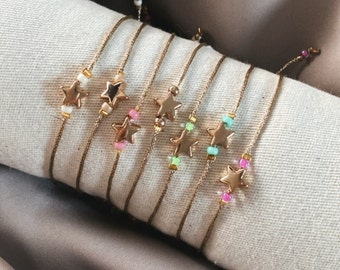 Bracelet star | minimalist | Gold | adjustable | Friendship bracelet
