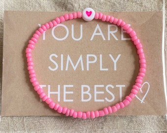 Armband bunt Herz mit Geschenkkarte You are simply the best, Farbwahl, Armband zart, Armband personalisiert