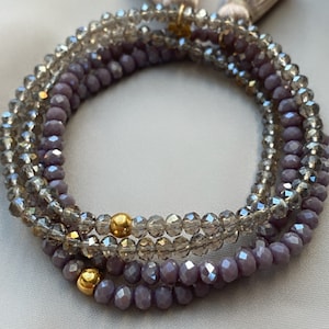 Bracelet double row Glass beads Tassel Stretch bracelet image 6