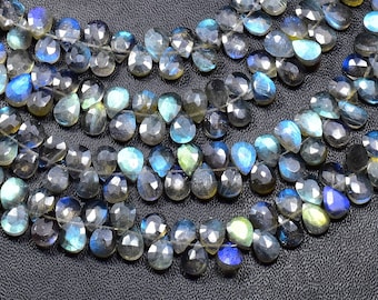 Faceted Pear Briolettes So Gorgeous Full Flashy Fire size 5x 8 inches Full Strand 10-12 mm Long approx AAA High Quality LABRADORITE