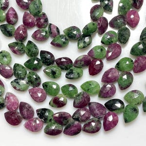 Ruby Zoisite Faceted Pear Briolette Beads, Natural Gemstone Leaf Shape AAA Quality Jewelry Making Supplies 7×10mm(approx) .LT-265