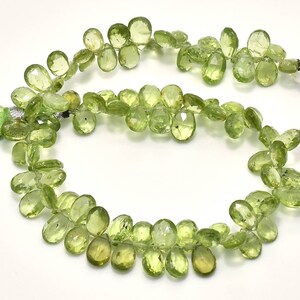 Peridot Faceted Pear Shape Briolette Beads Peridot Almond Shape Peridot Pear 6 - 6.50mm Long 8&quot;Strand .LT-125B