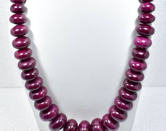 Ruby Smooth Rondelle Dyed Beads Necklace 18.50 - 36mm  22" Strand 35Beads 4175cts ..AL