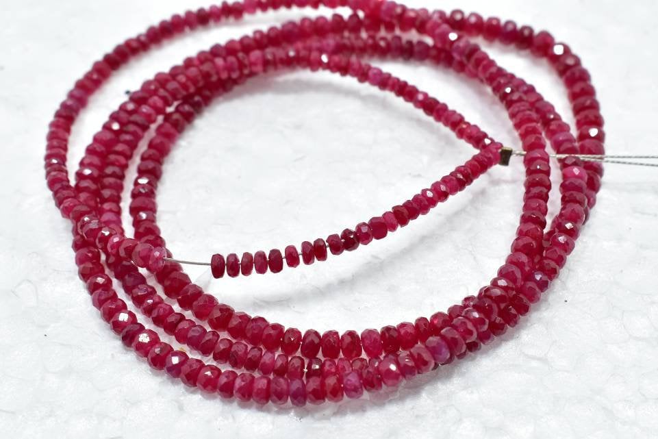 Perline Rondelle Sfaccettate In Rubino St. Da 15", 4 X 3 Mm, Filo - Foto 7