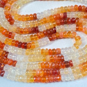 Mexican Fire Opal Faceted Rondelle Shaded Beads AAA Quality 5.50-6mm Fire Opal Beads  14&quot; Strand .LT-225 9