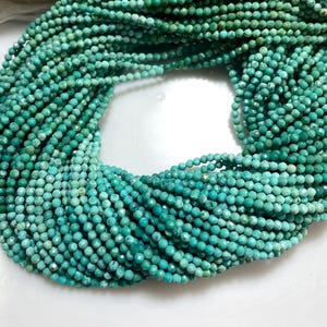 Natural Turquoise Faceted Rondelle Beads 2.20mm | Genuine Turquoise Gemstone Strand 12.5" for Jewelry Making .LT-193