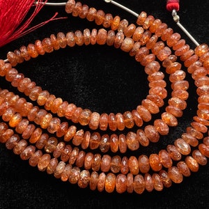 Sunstone Faceted Rondelle Beads AAA Quality Natural Sunstone Rondelle Shape 6-8.50mm 6&quot;Strand .LT-261