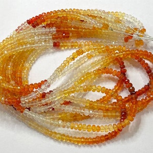 Mexican Fire Opal Faceted Rondelle Shaded Beads Fine Quality 4mm Orange Opal Rondelles 17&quot; Strand ..LT-225(7)