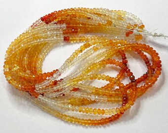 Mexicaanse vuuropaal gefacetteerde rondelle kralen met kleurschakeringen, fijne kwaliteit, 4 mm oranje opaal rondelles, 17" streng ..LT-225(7)